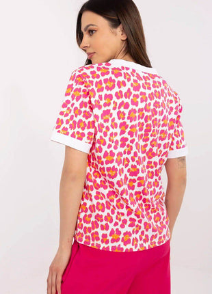 Comfortable Animal Print V-Neck Blouse with Short Sleeves - MimiStylez