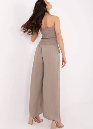 Women’s Stylish Viscose Jumpsuit with Spanish Neckline and Wide Legs - MimiStylez