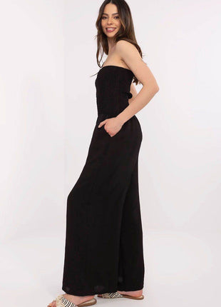 Women’s Stylish Viscose Jumpsuit with Spanish Neckline and Wide Legs - MimiStylez