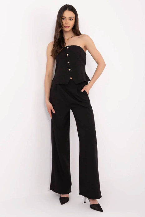 Chic Two-Piece Set: Sleeveless Vest & High-Waisted Wide Pants - MimiStylez