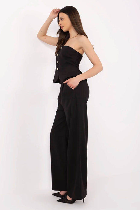 Chic Two-Piece Set: Sleeveless Vest & High-Waisted Wide Pants - MimiStylez