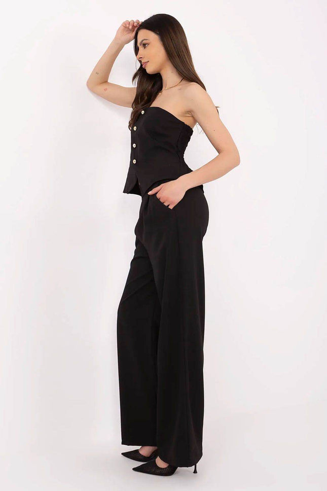 Chic Two-Piece Set: Sleeveless Vest & High-Waisted Wide Pants - MimiStylez