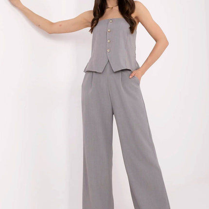 Chic Two-Piece Set: Sleeveless Vest & High-Waisted Wide Pants - MimiStylez