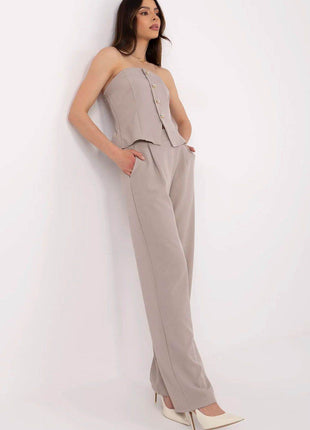 Chic Two-Piece Set: Sleeveless Vest & High-Waisted Wide Pants - MimiStylez