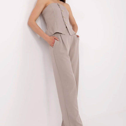 Chic Two-Piece Set: Sleeveless Vest & High-Waisted Wide Pants - MimiStylez