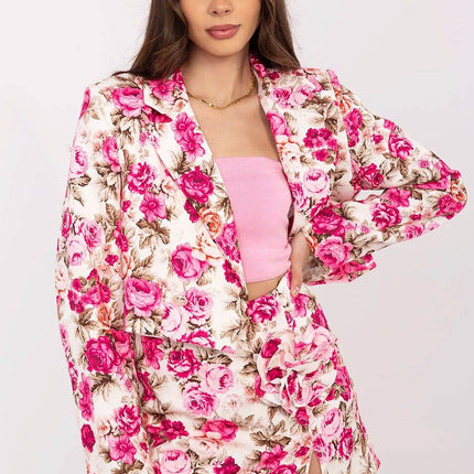 Floral Two-Piece Set: Cropped Blazer & High-Waisted Skirt-Shorts - MimiStylez