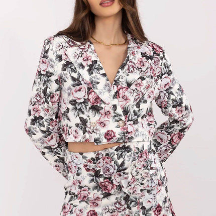 Floral Two-Piece Set: Cropped Blazer & High-Waisted Skirt-Shorts - MimiStylez