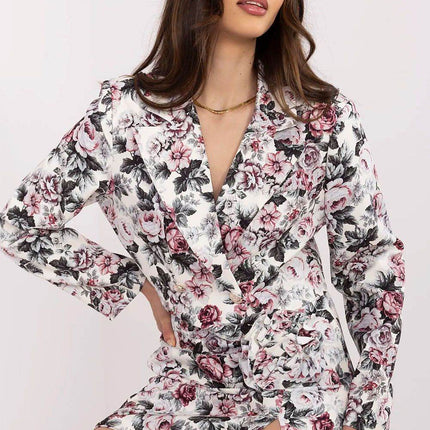 Floral Two-Piece Set: Cropped Blazer & High-Waisted Skirt-Shorts - MimiStylez