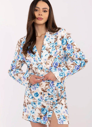 Floral Two-Piece Set: Cropped Blazer & High-Waisted Skirt-Shorts - MimiStylez