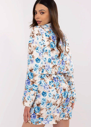 Floral Two-Piece Set: Cropped Blazer & High-Waisted Skirt-Shorts - MimiStylez
