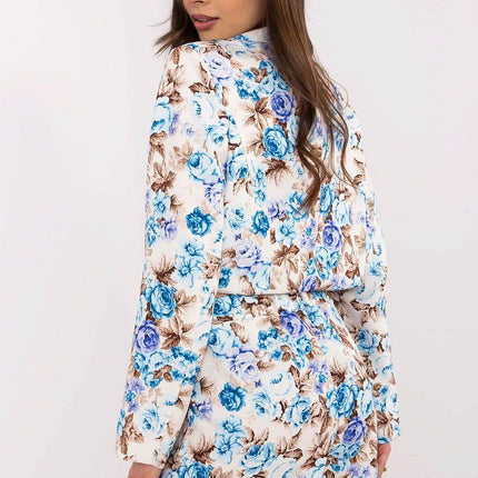 Floral Two-Piece Set: Cropped Blazer & High-Waisted Skirt-Shorts - MimiStylez