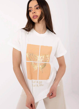 Everyday Stylish Cotton T-Shirt for Women Featuring Sparkling Butterfly Sequins - MimiStylez