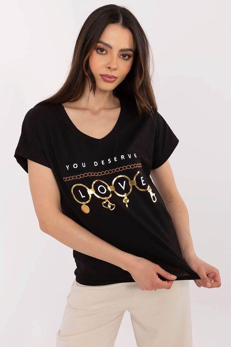 Effortless Chic: Women's V-Neck Cotton Tee with Embroidered Detail - MimiStylez