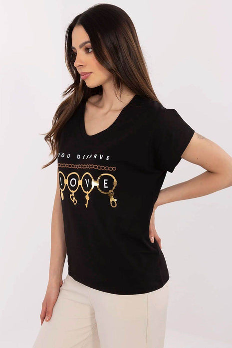 Effortless Chic: Women's V-Neck Cotton Tee with Embroidered Detail - MimiStylez