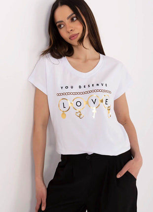 Effortless Chic: Women's V-Neck Cotton Tee with Embroidered Detail - MimiStylez