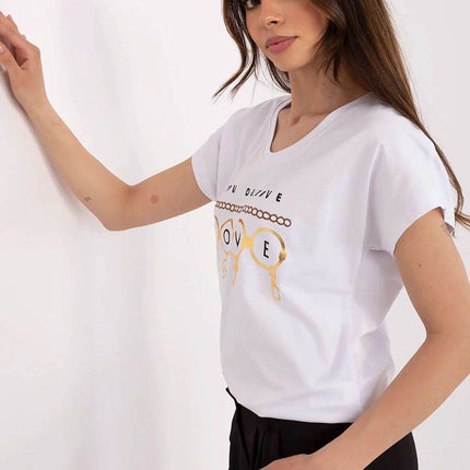 Effortless Chic: Women's V-Neck Cotton Tee with Embroidered Detail - MimiStylez