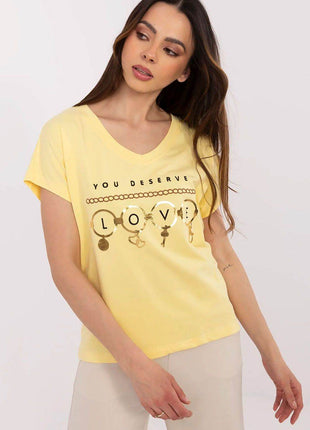 Effortless Chic: Women's V-Neck Cotton Tee with Embroidered Detail - MimiStylez