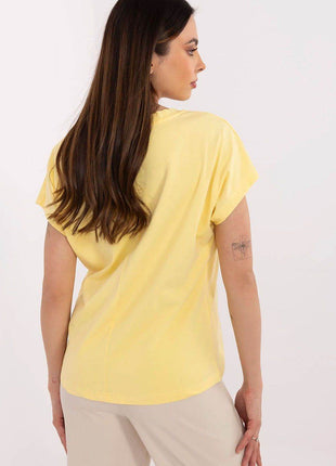 Effortless Chic: Women's V-Neck Cotton Tee with Embroidered Detail - MimiStylez