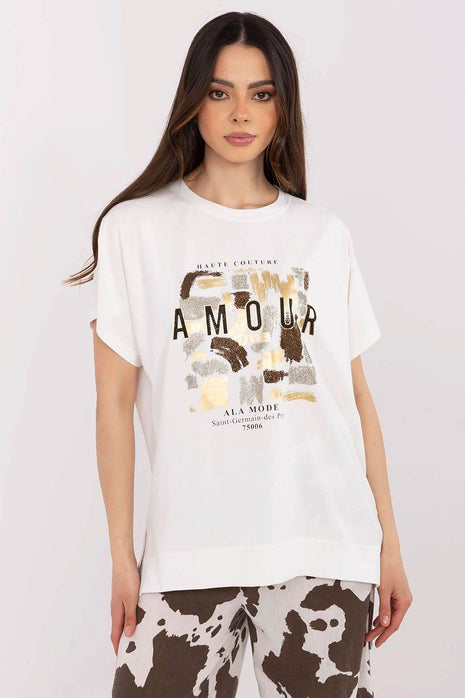 Cotton-Blend Casual Blouse with Printed Design - MimiStylez