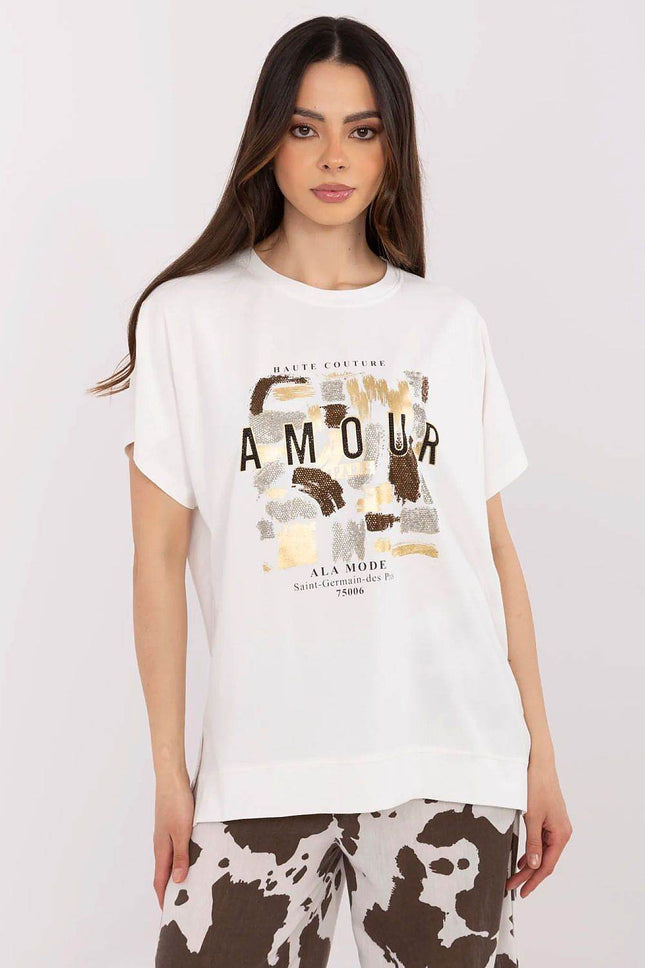 Cotton-Blend Casual Blouse with Printed Design - MimiStylez