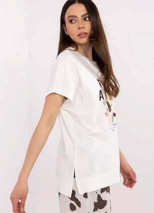 Cotton-Blend Casual Blouse with Printed Design - MimiStylez