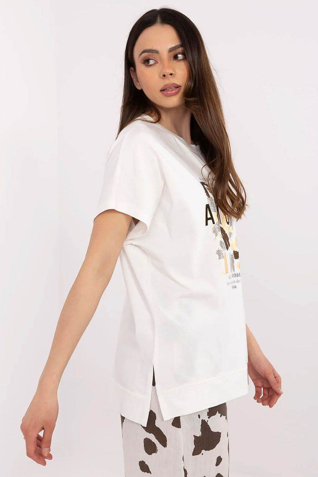 Cotton-Blend Casual Blouse with Printed Design - MimiStylez
