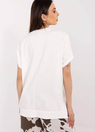 Cotton-Blend Casual Blouse with Printed Design - MimiStylez