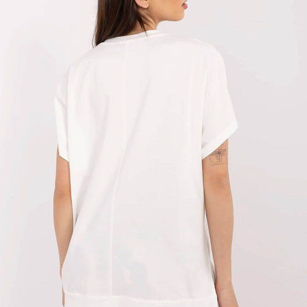Cotton-Blend Casual Blouse with Printed Design - MimiStylez