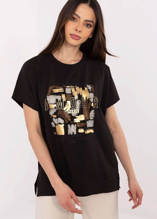 Cotton-Blend Casual Blouse with Printed Design - MimiStylez