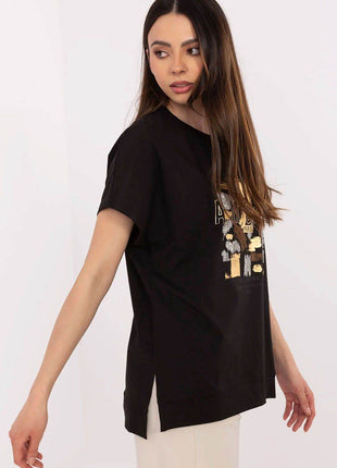 Cotton-Blend Casual Blouse with Printed Design - MimiStylez