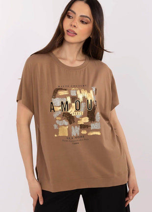 Cotton-Blend Casual Blouse with Printed Design - MimiStylez