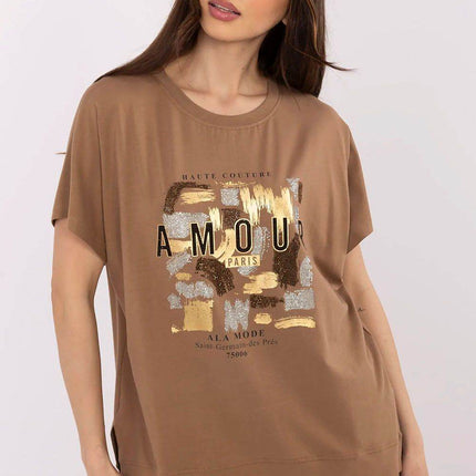 Cotton-Blend Casual Blouse with Printed Design - MimiStylez