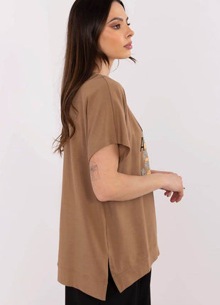 Cotton-Blend Casual Blouse with Printed Design - MimiStylez