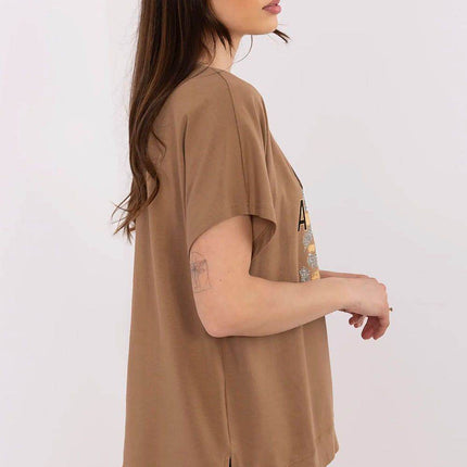 Cotton-Blend Casual Blouse with Printed Design - MimiStylez