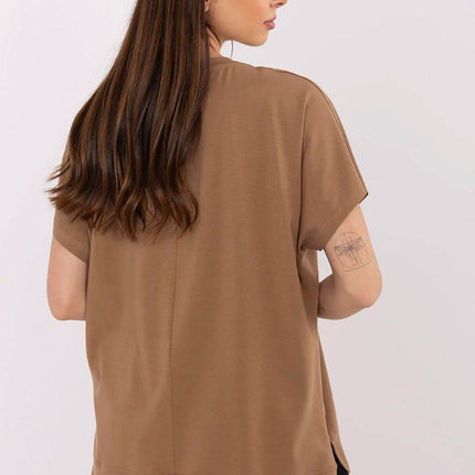Cotton-Blend Casual Blouse with Printed Design - MimiStylez