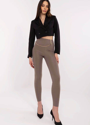 High-Waist Leggings with Chain Detail - MimiStylez