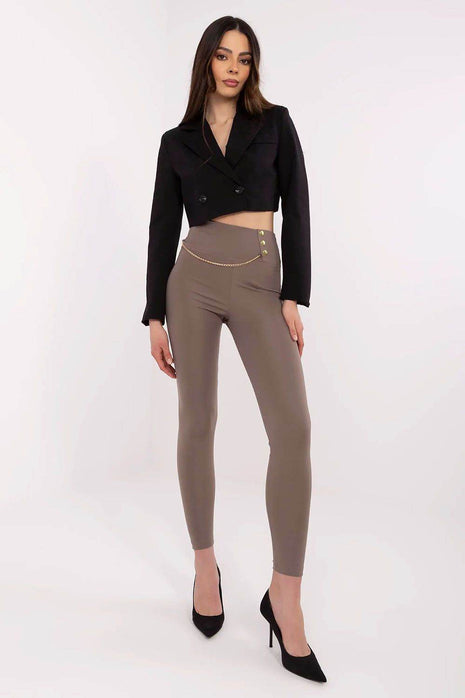 High-Waist Leggings with Chain Detail - MimiStylez