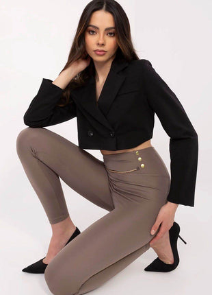 High-Waist Leggings with Chain Detail - MimiStylez