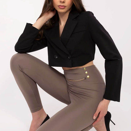 High-Waist Leggings with Chain Detail - MimiStylez