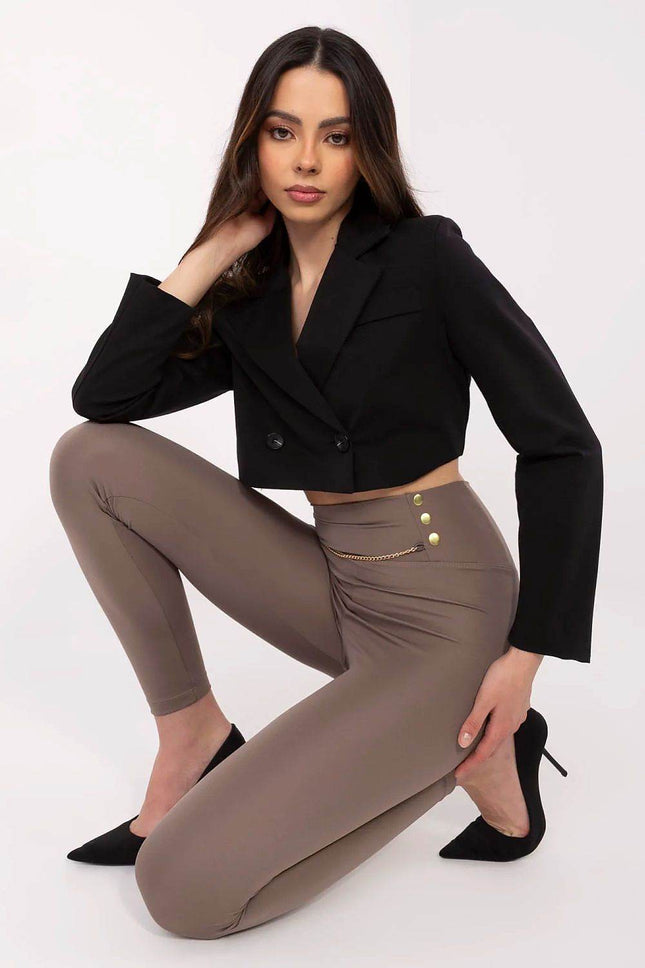 High-Waist Leggings with Chain Detail - MimiStylez