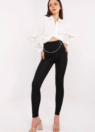 High-Waist Leggings with Chain Detail - MimiStylez