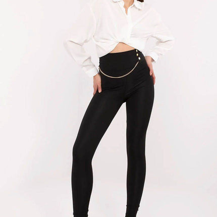 High-Waist Leggings with Chain Detail - MimiStylez