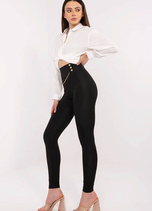 High-Waist Leggings with Chain Detail - MimiStylez