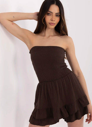 Women’s Casual Sleeveless Cotton Jumpsuit with Ruching & Ruffle Detail - MimiStylez