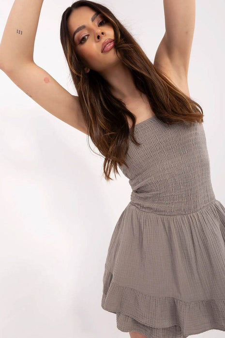 Women’s Casual Sleeveless Cotton Jumpsuit with Ruching & Ruffle Detail - MimiStylez