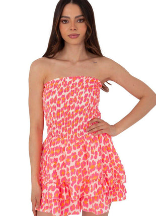 Women’s Casual Sleeveless Cotton Jumpsuit with Ruching & Ruffle Detail - MimiStylez