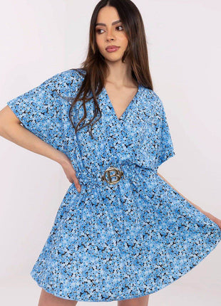 Floral Mini Wrap Jumpsuit with Skirt Overlay & Belt - MimiStylez