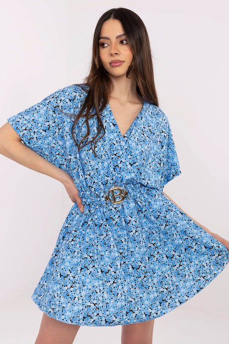 Floral Mini Wrap Jumpsuit with Skirt Overlay & Belt - MimiStylez