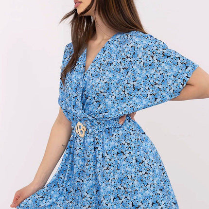 Floral Mini Wrap Jumpsuit with Skirt Overlay & Belt - MimiStylez