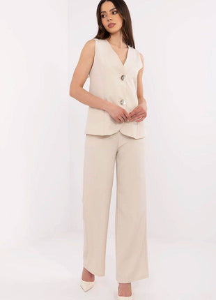 Elegant Women's Vest and Wide-Leg Pants Set - MimiStylez